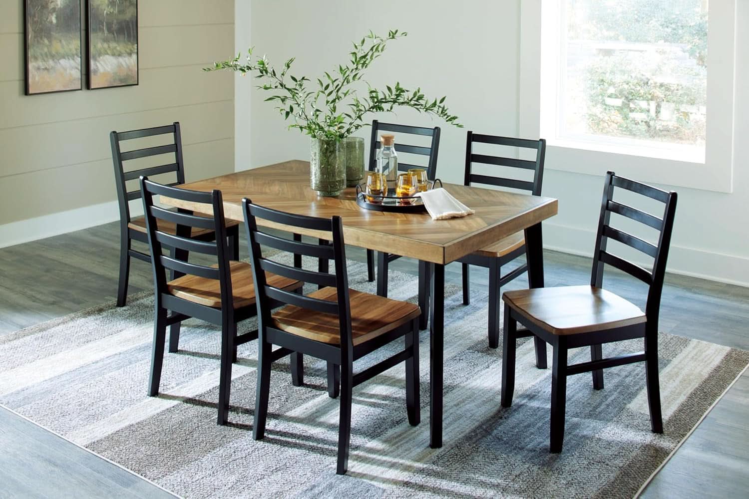 Blondon 60 Inch Solid Wood Dining Set Brown Finish Durable Construction