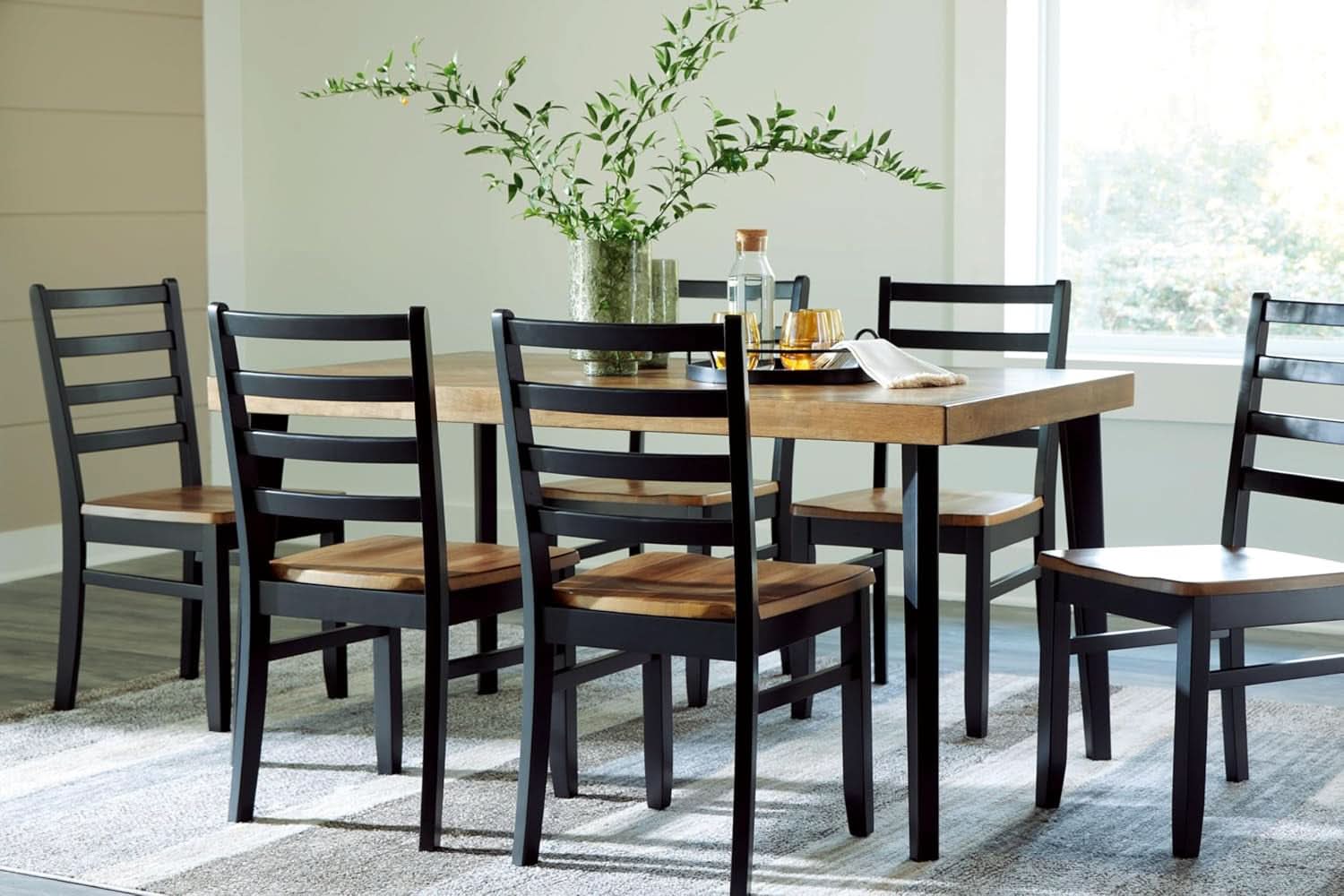 Blondon 60 Inch Solid Wood Dining Set Brown Finish Durable Construction