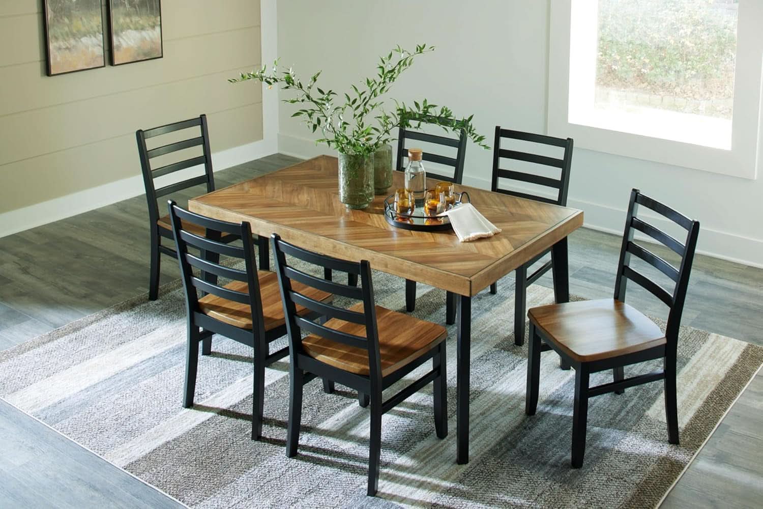Blondon 60 Inch Solid Wood Dining Set Brown Finish Durable Construction