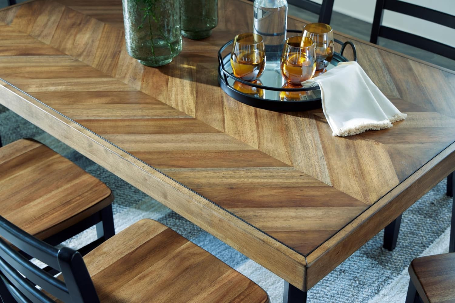 Blondon 60 Inch Solid Wood Dining Set Brown Finish Durable Construction