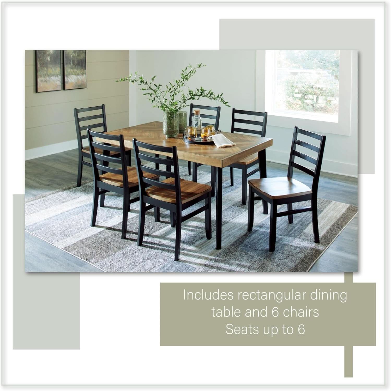 Blondon 60 Inch Solid Wood Dining Set Brown Finish Durable Construction