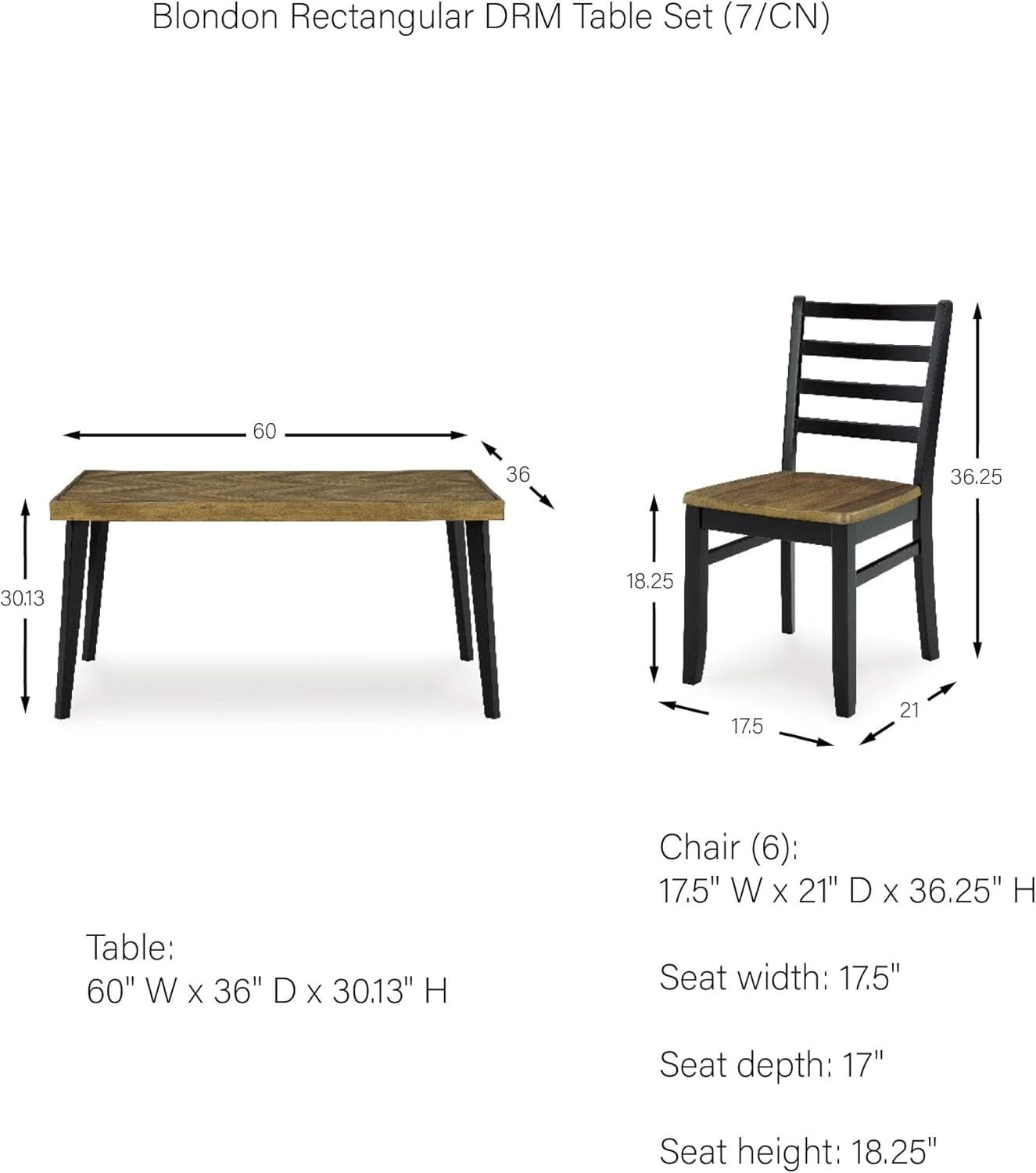Blondon 60 Inch Solid Wood Dining Set Brown Finish Durable Construction