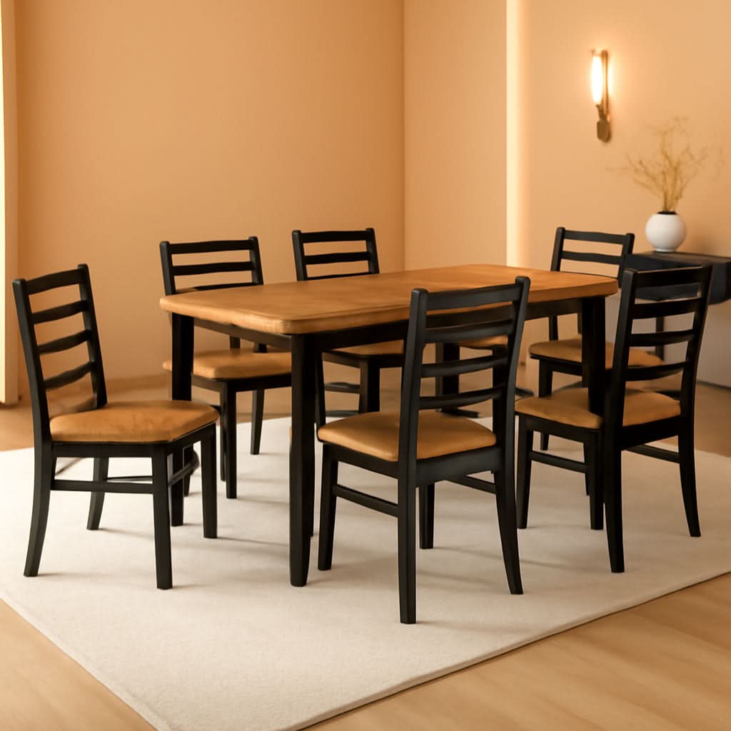 Blondon 60 Inch Solid Wood Dining Set Brown Finish Durable Construction