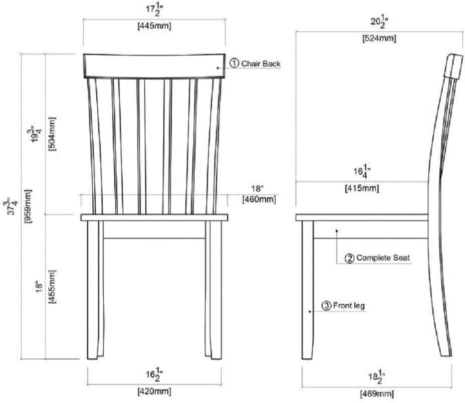 Bloomington Dining Chair Black Cherry Solid Wood Set Of 2
