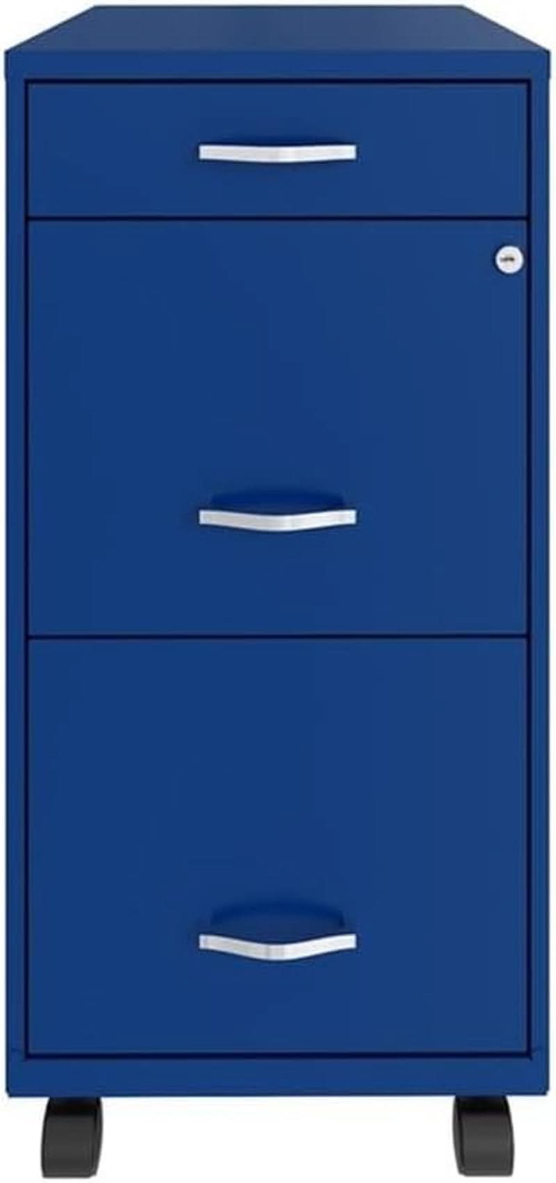 Blue 3 Drawer Vertical File Cabinet Lockable 29 Inch High Metal Office Storage For Home