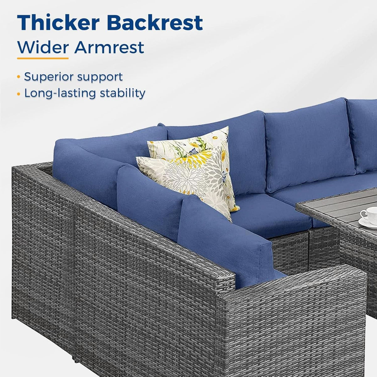 Blue 7 Piece Outdoor Patio Furniture Set With Table Chairs