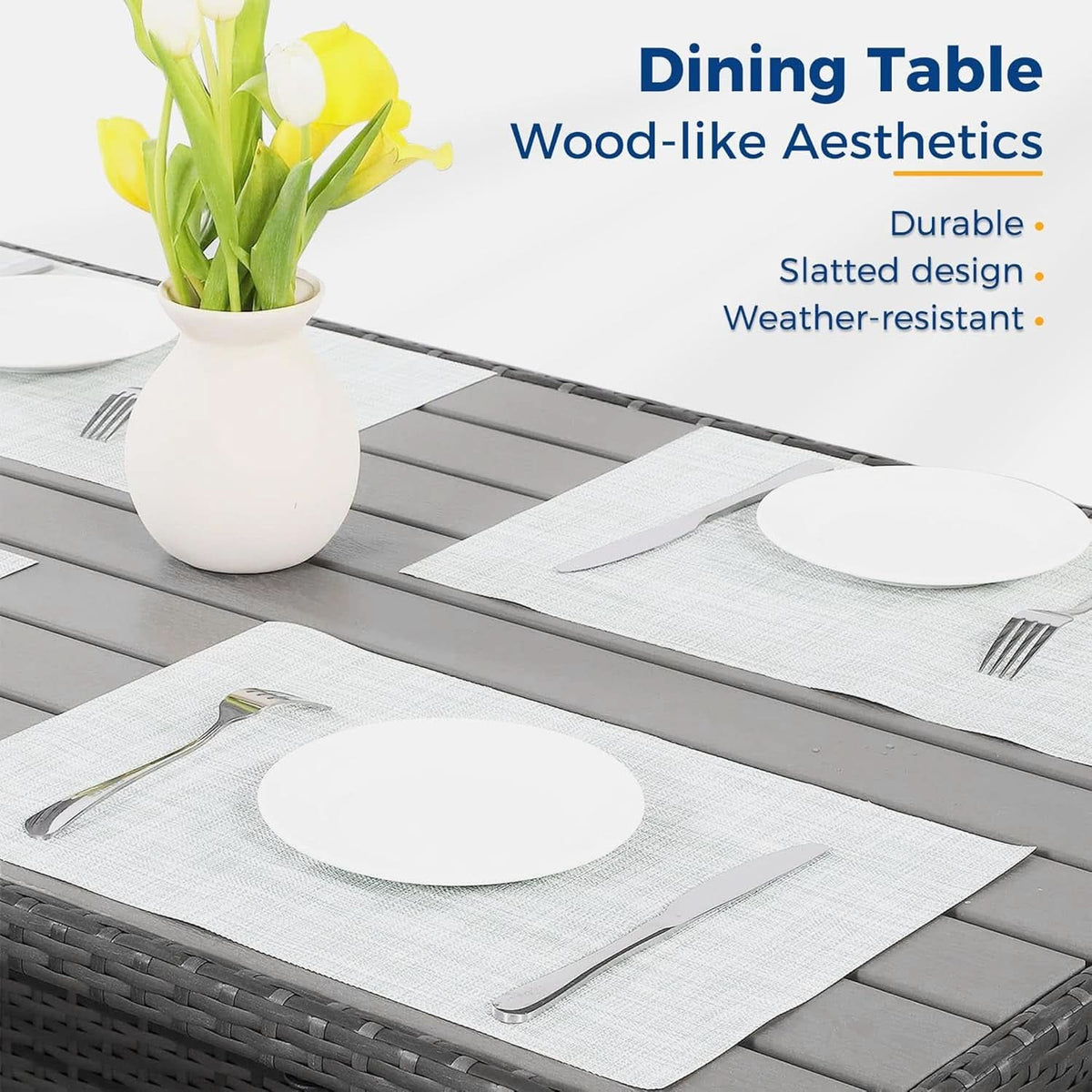 Blue 7 Piece Outdoor Patio Furniture Set With Table Chairs