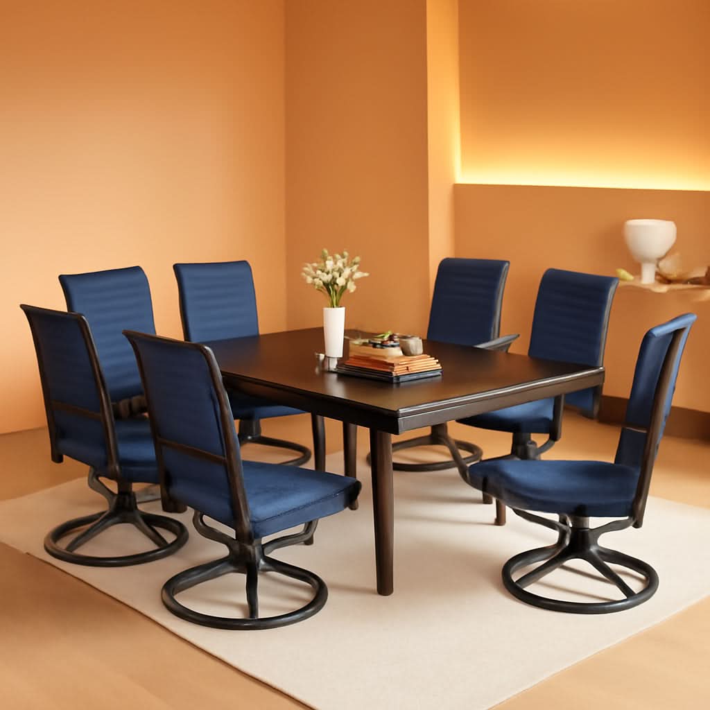 Blue 9 Piece Metal Outdoor Dining Set With Expandable Table
