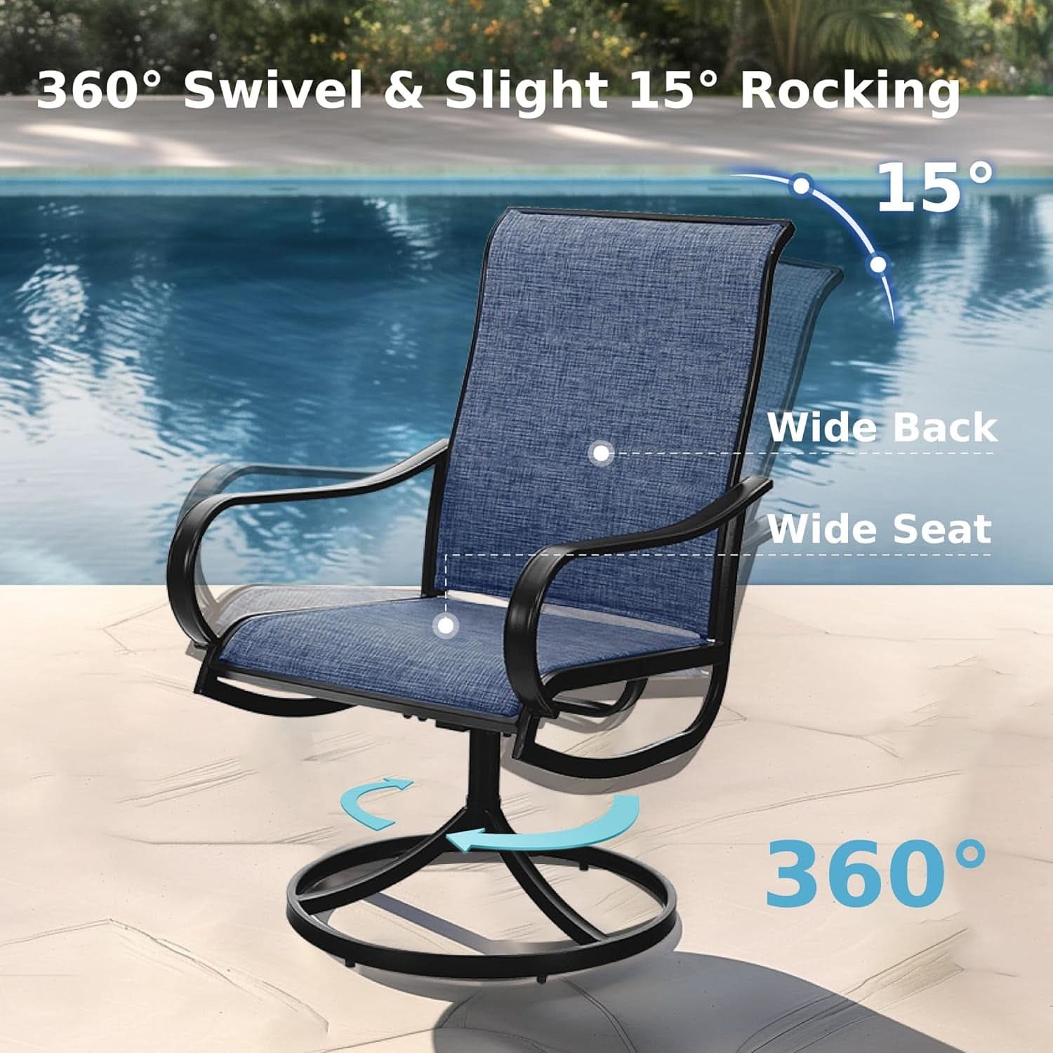 Blue 9 Piece Outdoor Patio Dining Set With Expandable Table