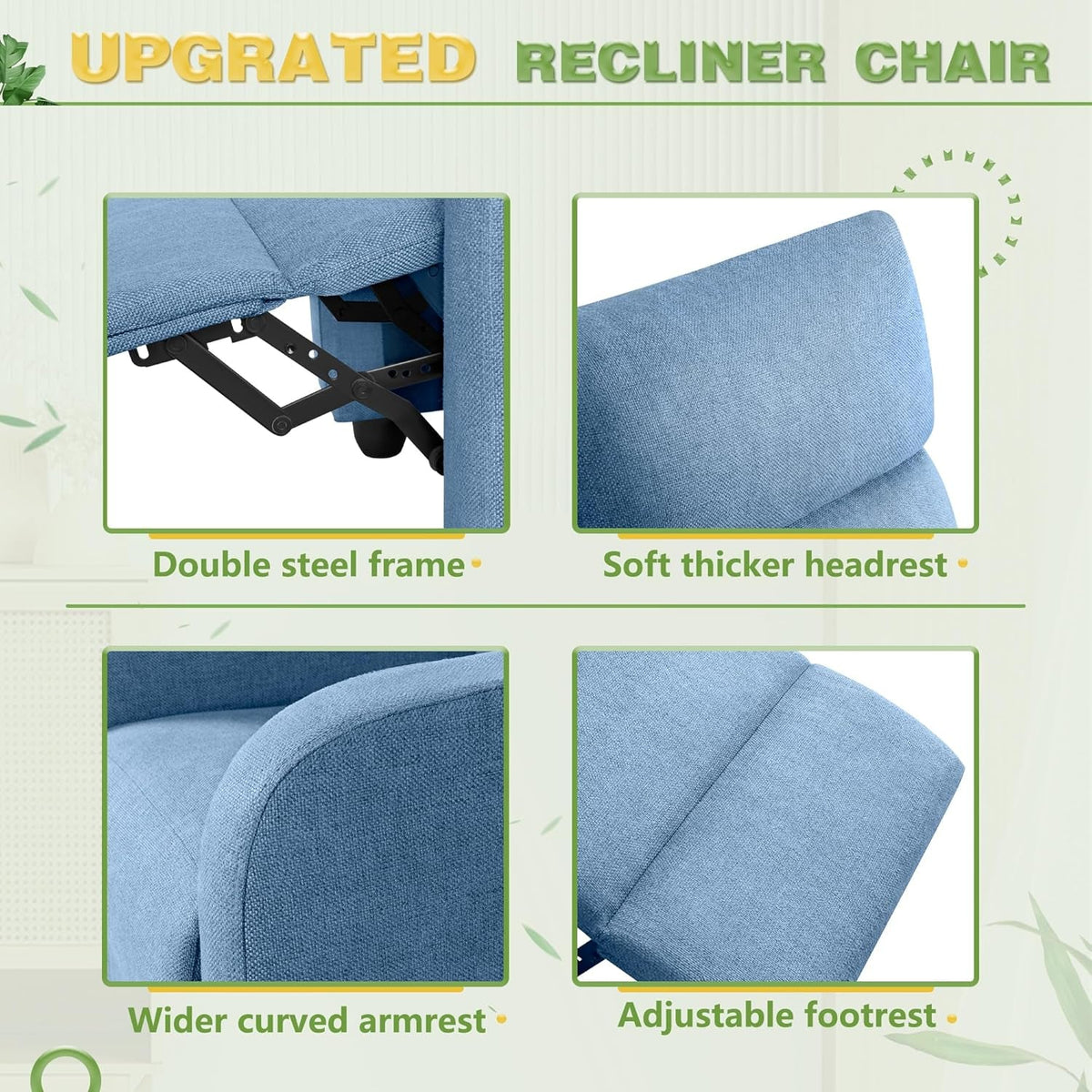 Blue Adjustable Massage Recliner Chair For Living Room