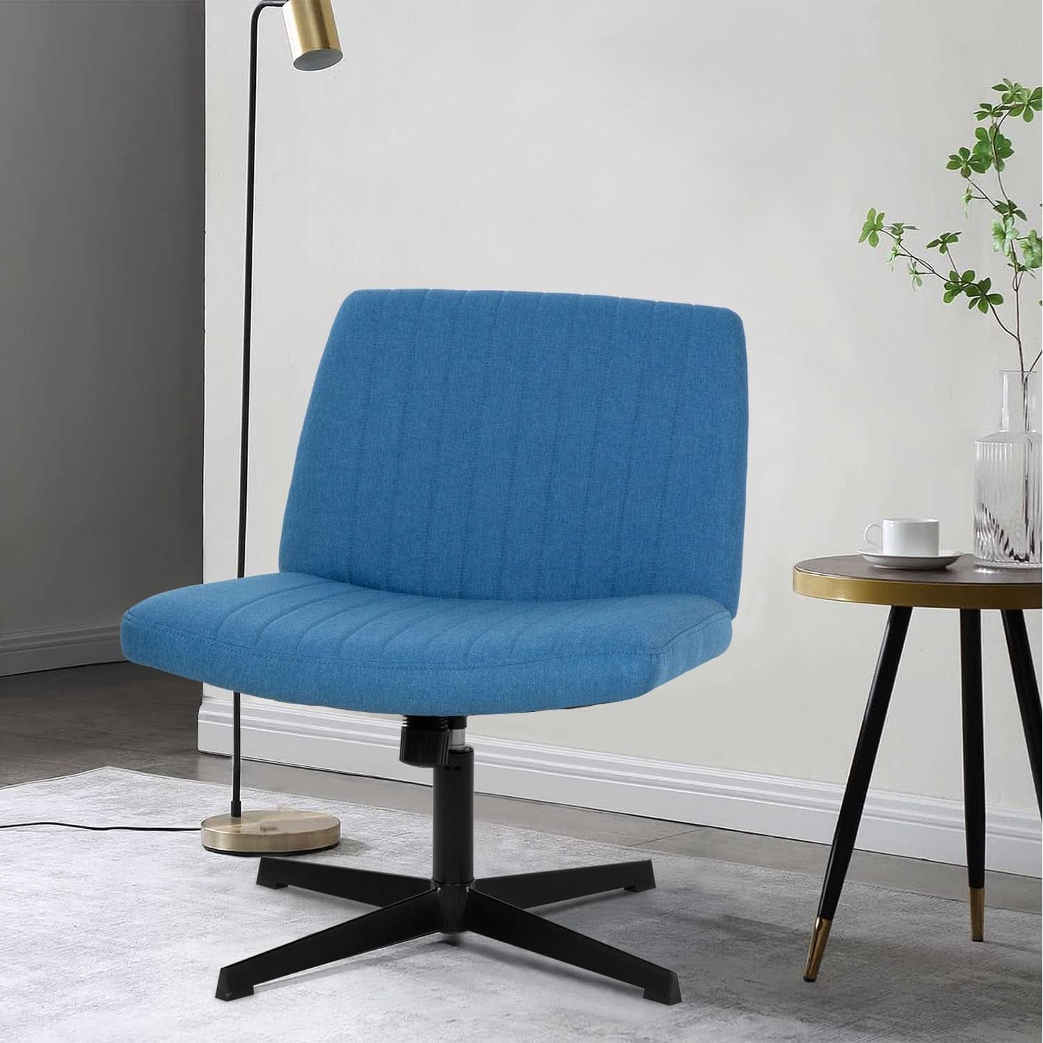 Blue Armless Swivel Height Adjustable Office Chair