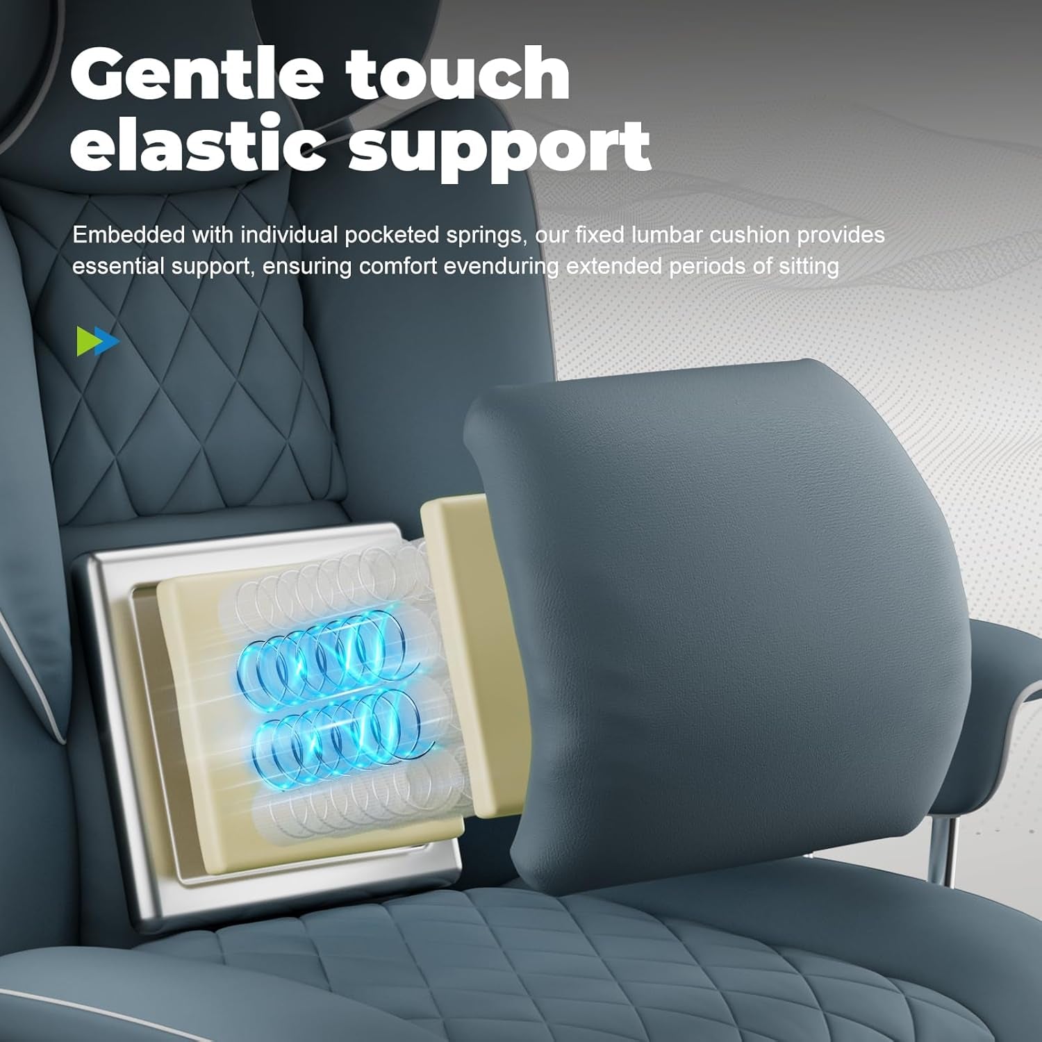 Blue Big And Tall Gaming Chair With Lumbar Support And Footrest