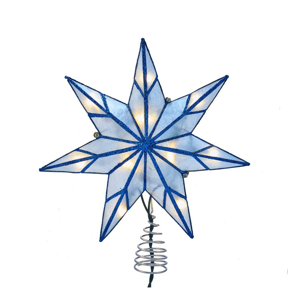 Blue Capiz Star Treetop 10-Light 7-Point