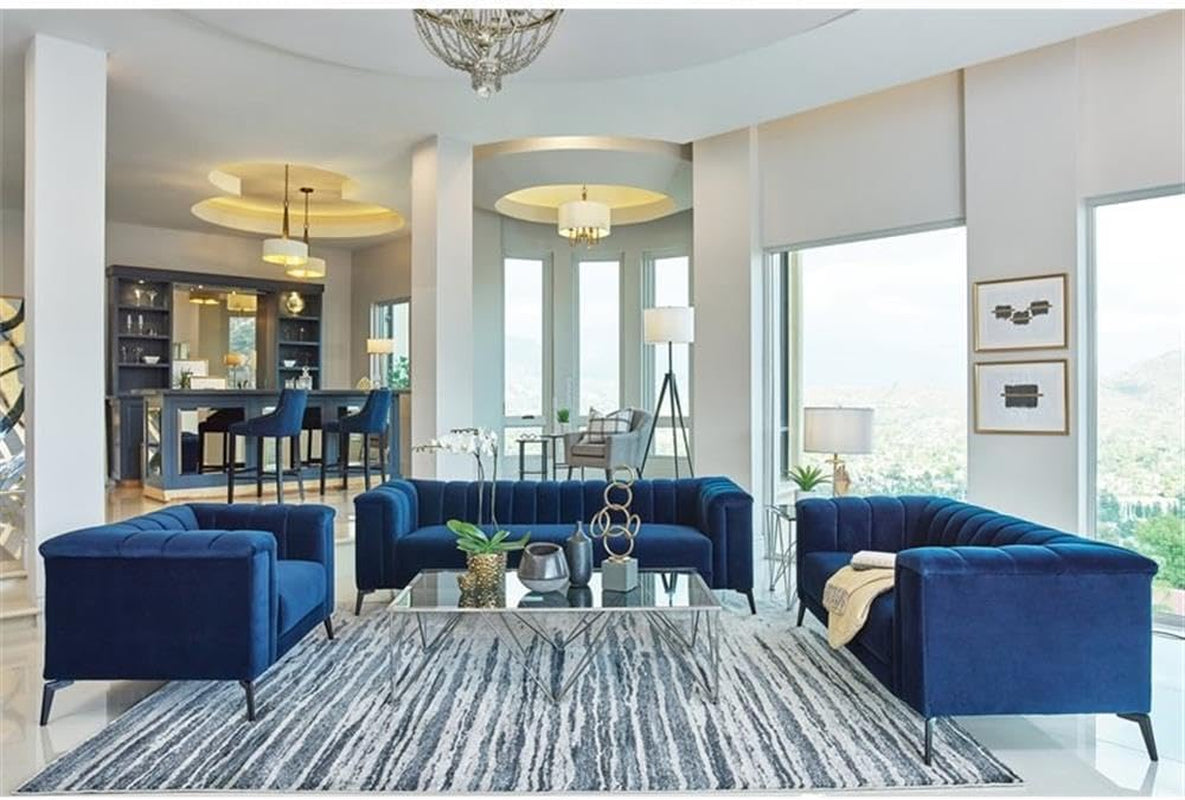 Blue Chalet 3 Piece Modern Living Room Set Collection