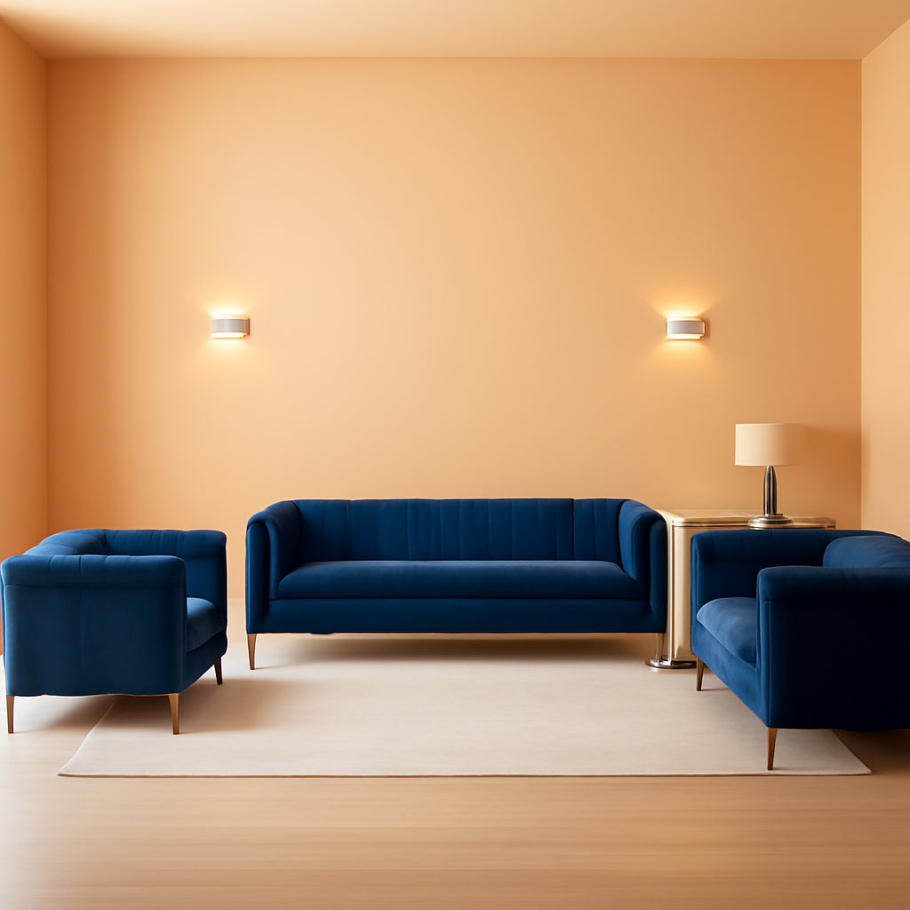 Blue Chalet 3 Piece Modern Living Room Set Collection