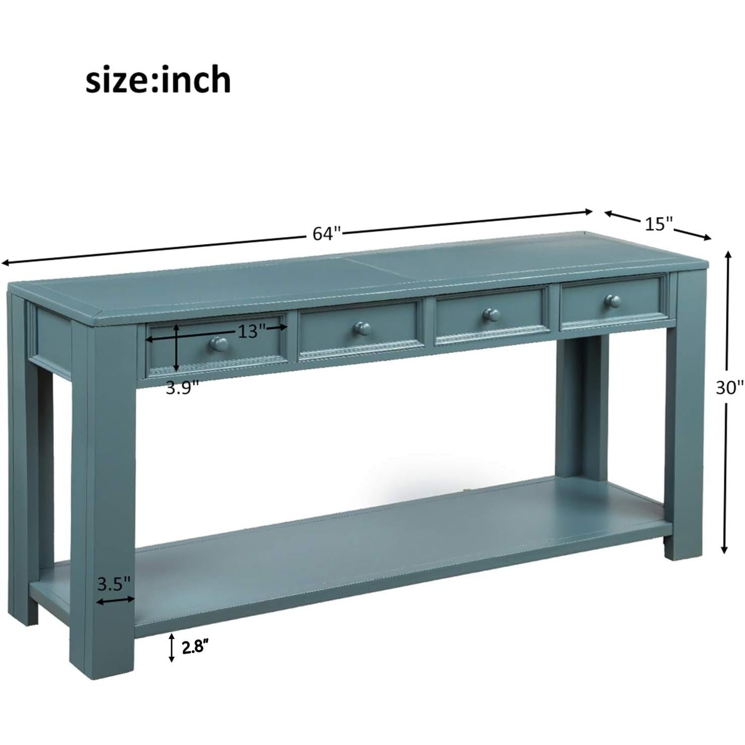 Blue Console Table With Drawers For Living Room Decor