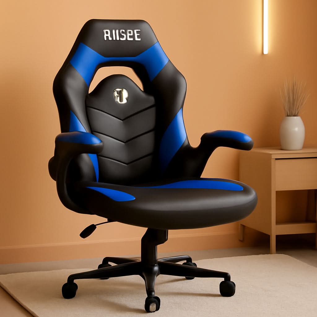 Blue Ergonomic Gaming Chair With Adjustable Height
