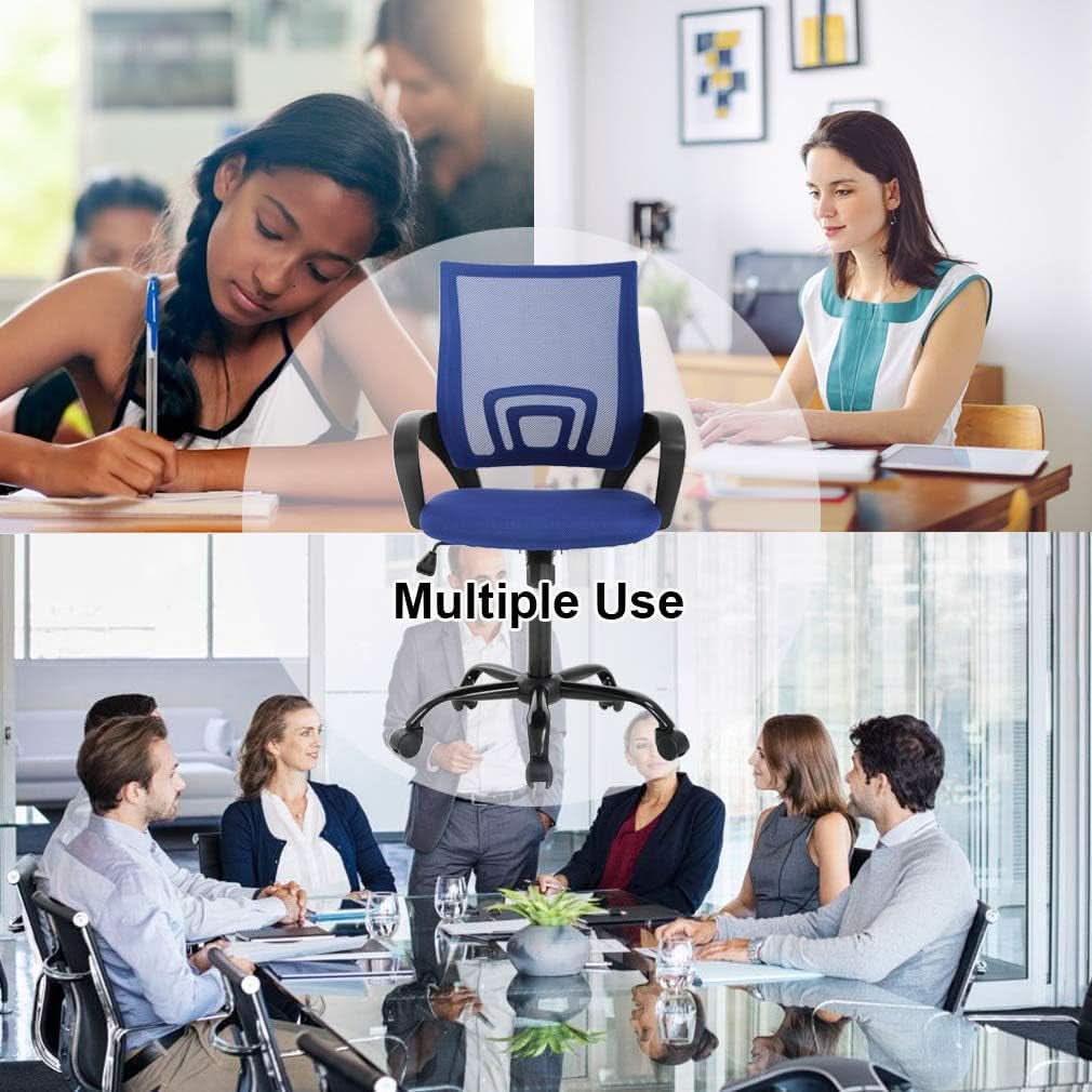 Blue Ergonomic Mesh Office Chair With Lumbar Support