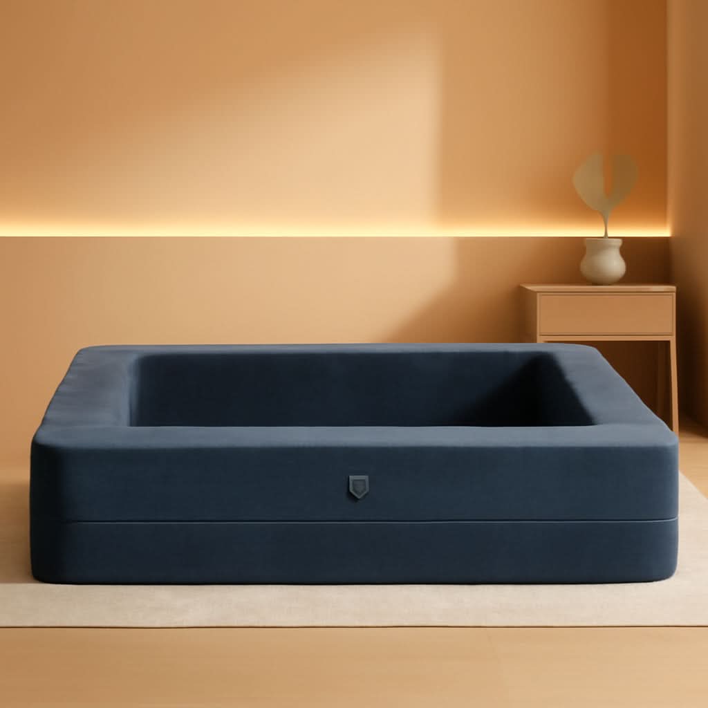 Blue Gray Large 3-In-1 Folding Bean Bag Couch Sofa Bed