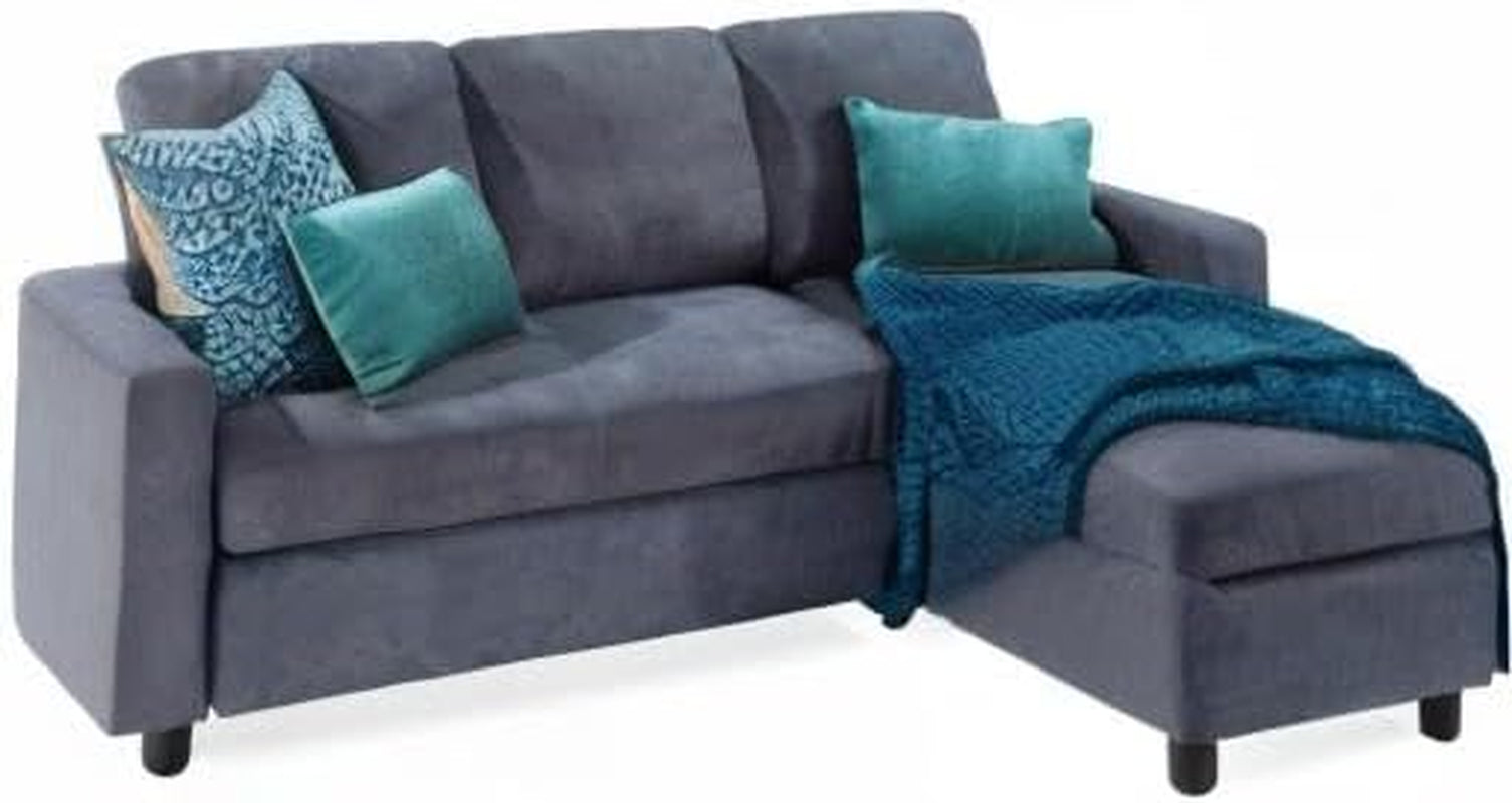 Blue Gray Sectional Sofa With Chaise Lounge For Living Room