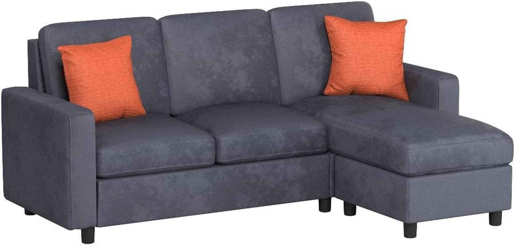 Blue Gray Sectional Sofa With Chaise Lounge For Living Room