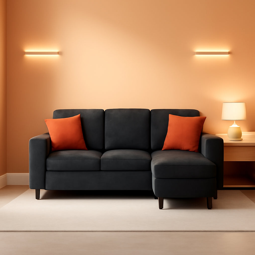 Blue Gray Sectional Sofa With Chaise Lounge For Living Room