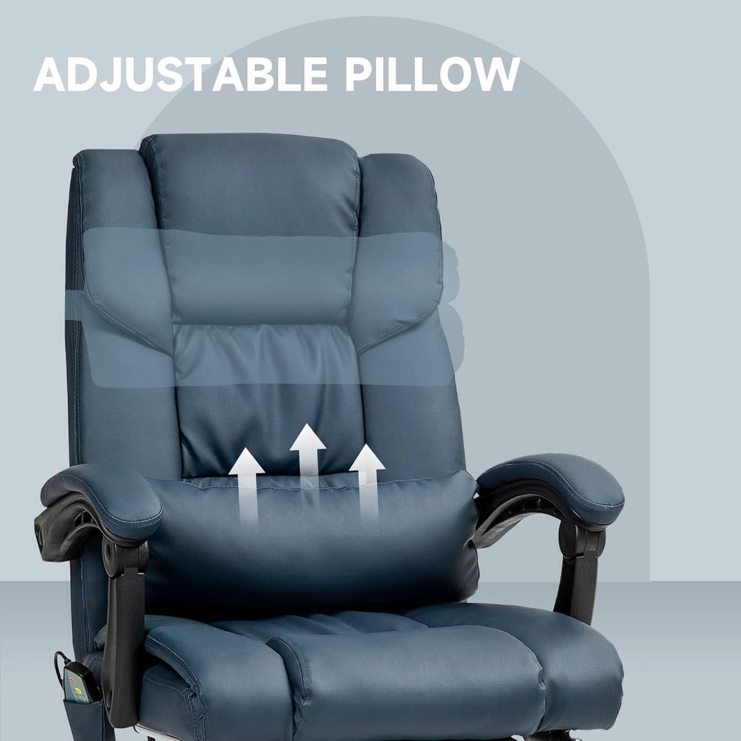 Blue High Back Massage Office Chair With 6 Vibration Points