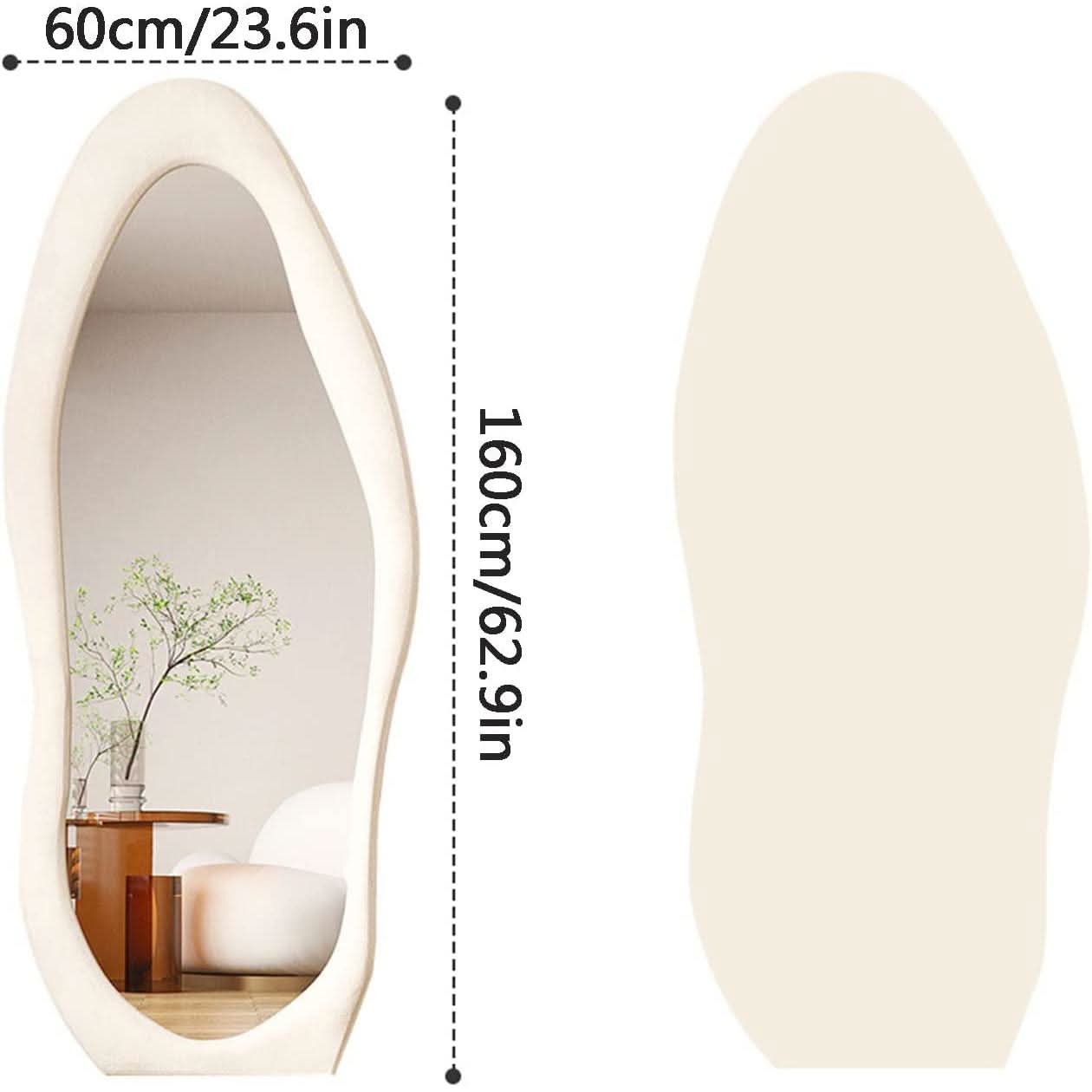 Blue Irregular Wavy Full Length Floor Mirror 63x24 Inch