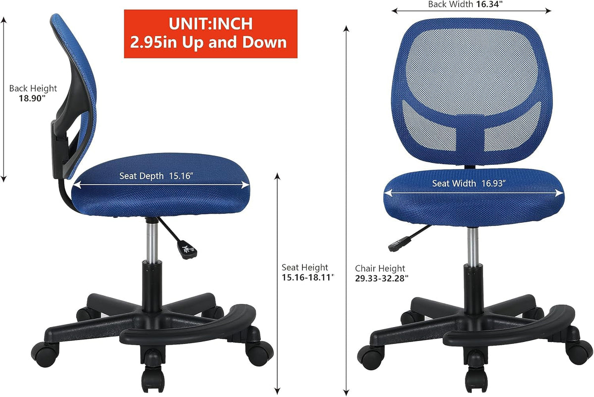 Blue Kids Adjustable Mesh Desk Chair With Footrest
