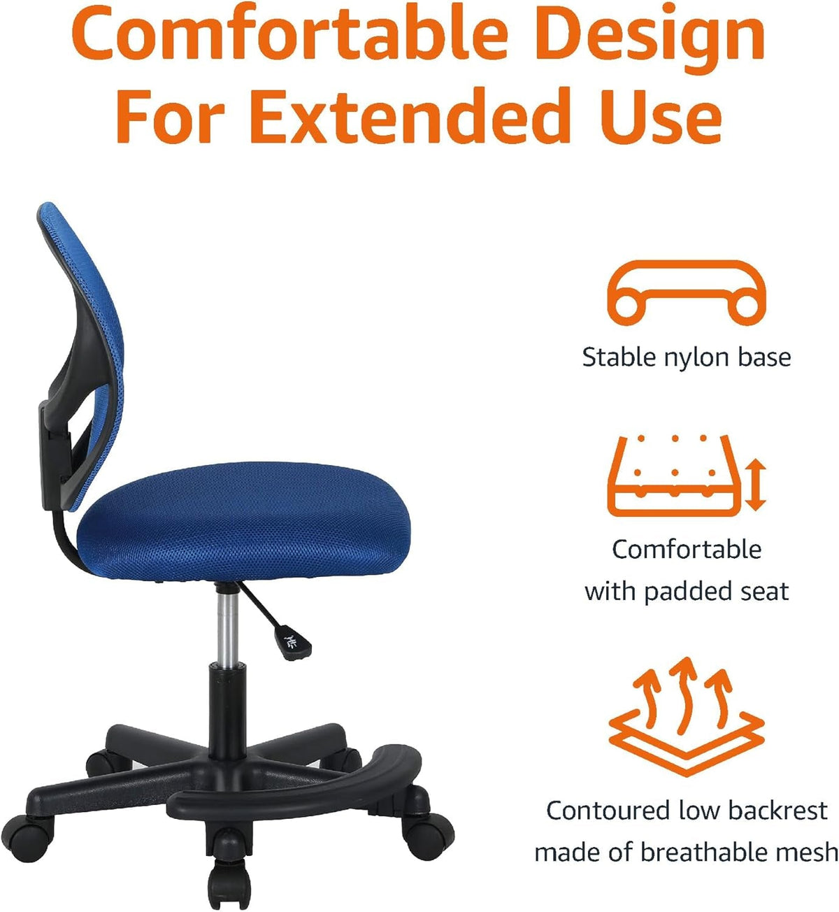 Blue Kids Adjustable Mesh Desk Chair With Footrest