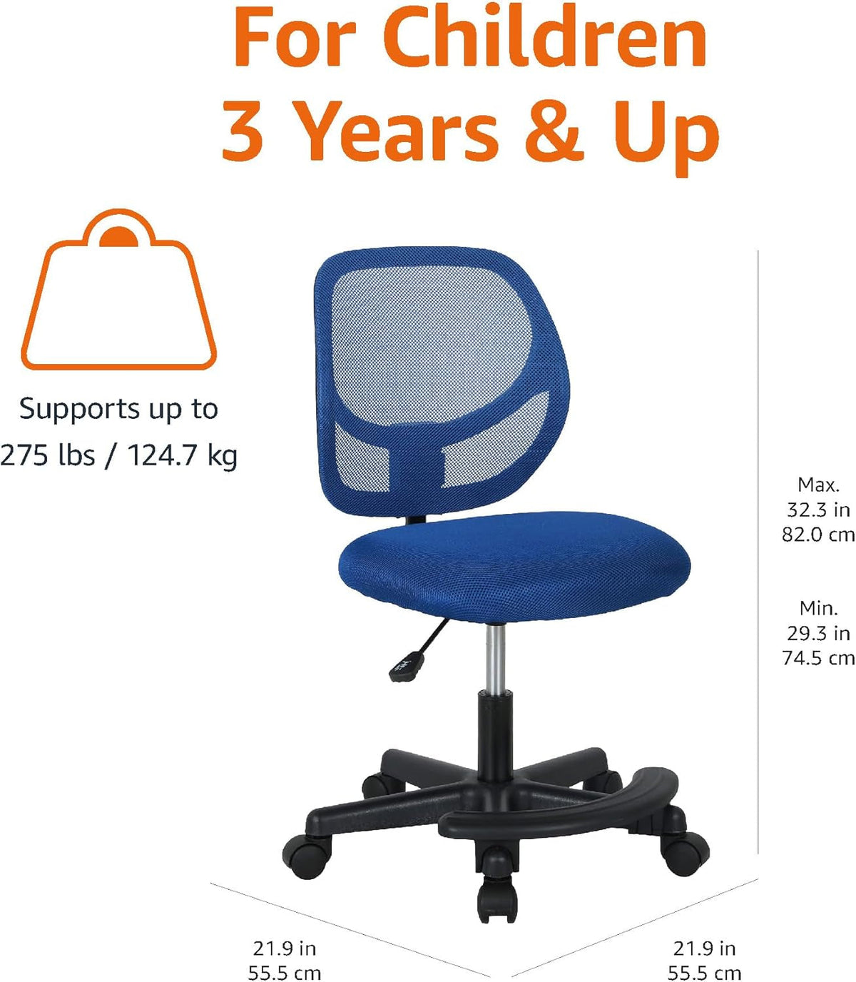 Blue Kids Adjustable Mesh Desk Chair With Footrest