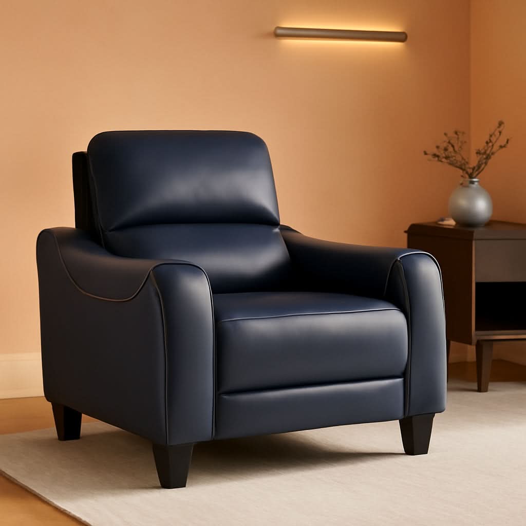 Blue Leather Wall Hugger Power Recliner With Usb Ports