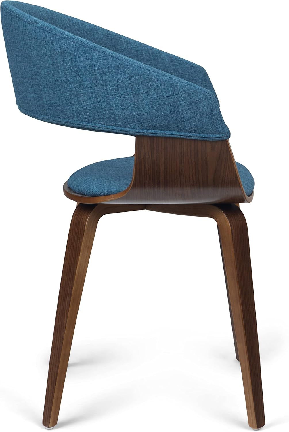 Blue Linen Bentwood Mid Century Modern Dining Chair