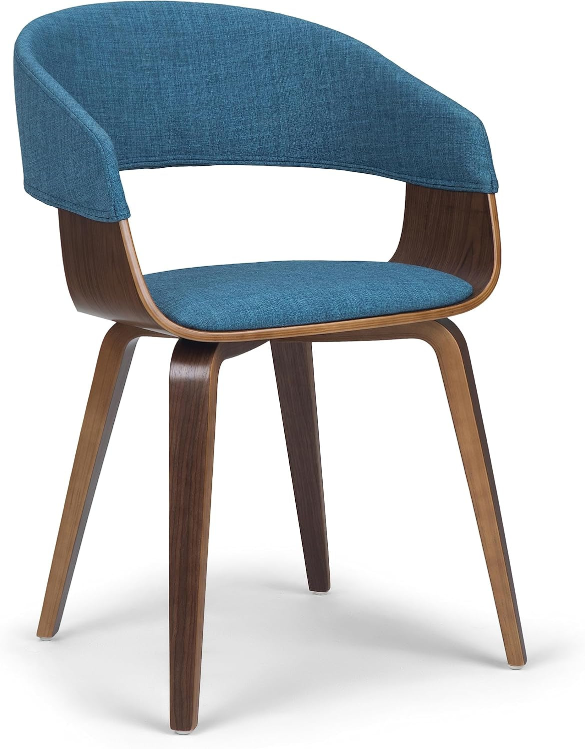 Blue Linen Bentwood Mid Century Modern Dining Chair