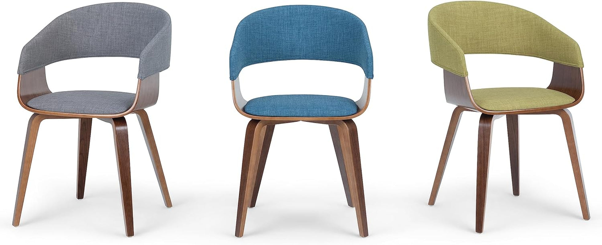 Blue Linen Bentwood Mid Century Modern Dining Chair