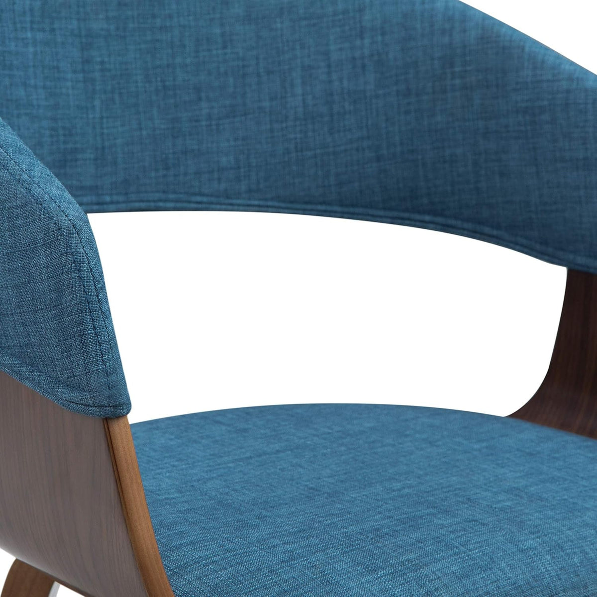Blue Linen Bentwood Mid Century Modern Dining Chair