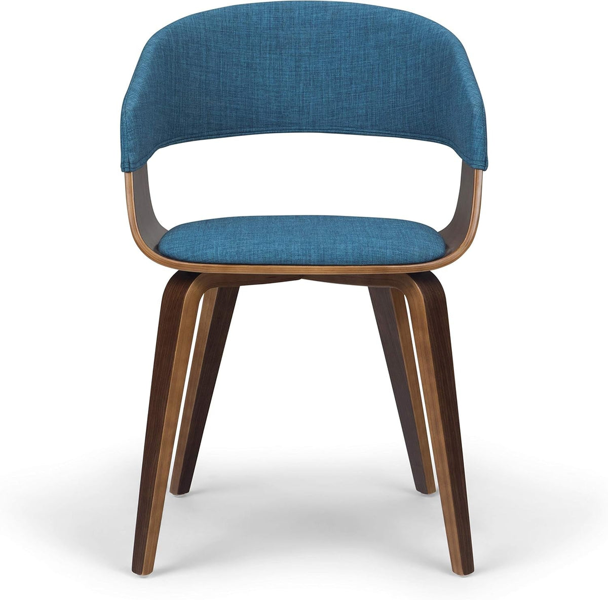 Blue Linen Bentwood Mid Century Modern Dining Chair