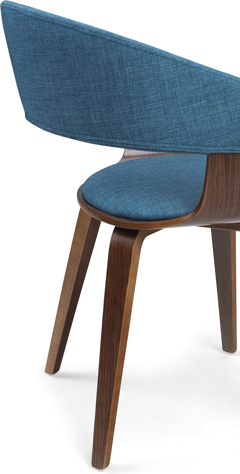 Blue Linen Bentwood Mid Century Modern Dining Chair