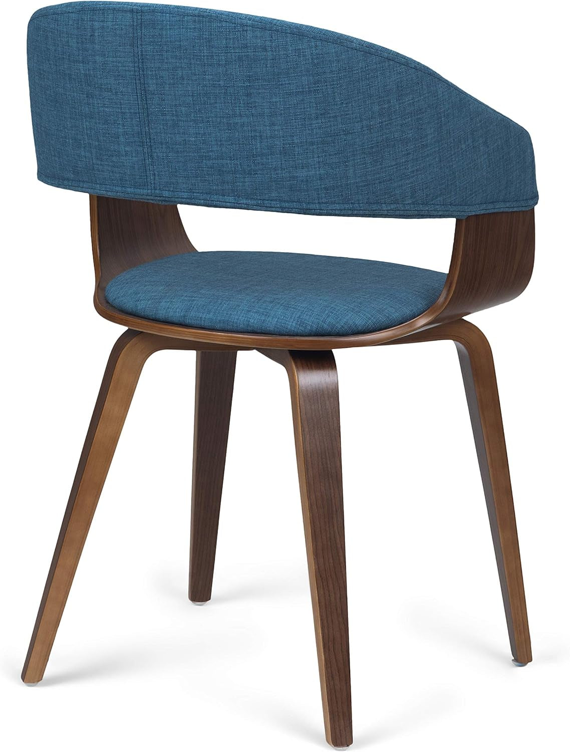 Blue Linen Bentwood Mid Century Modern Dining Chair