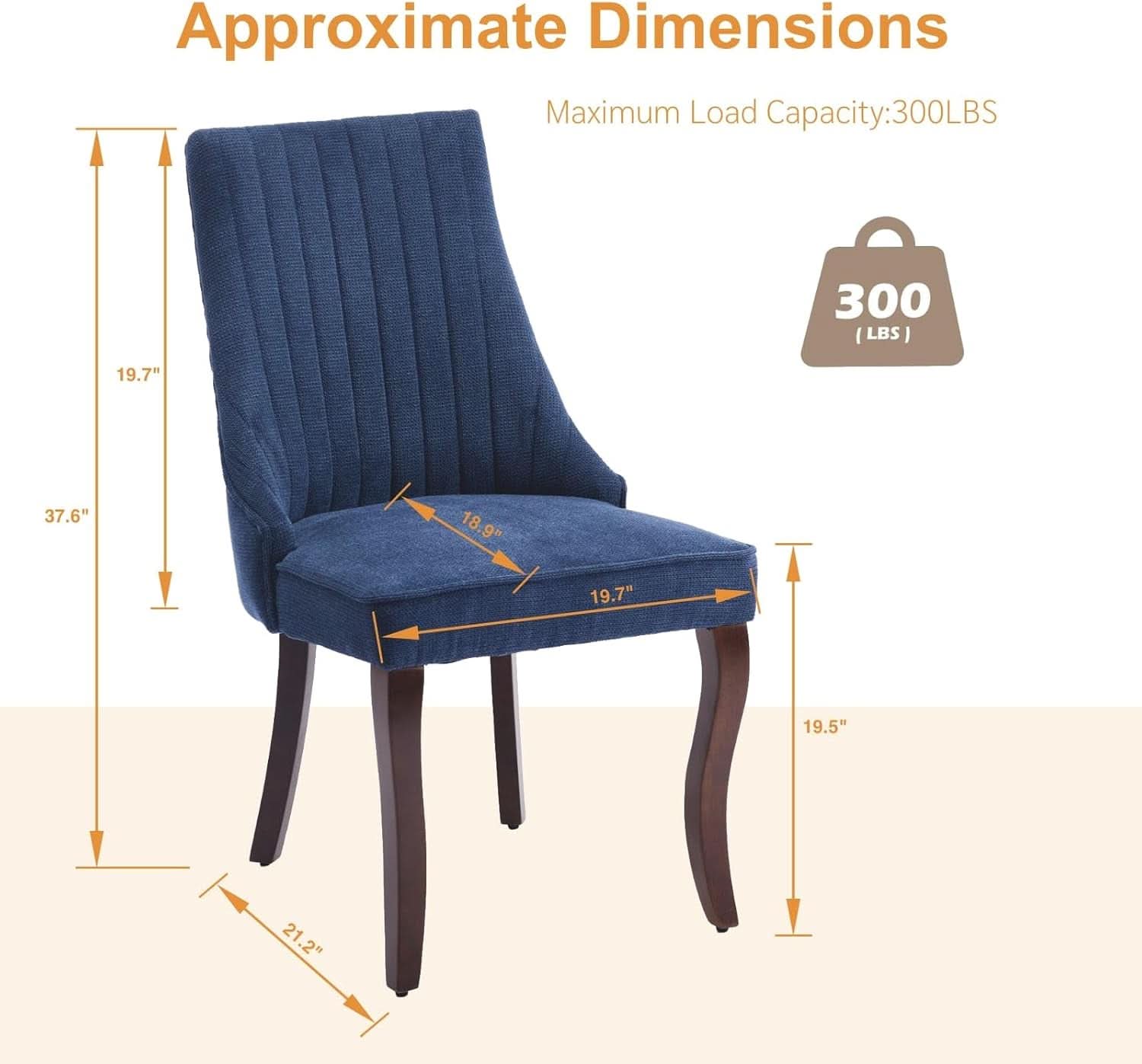 Blue Linen Dining Chairs Set Of 4 With Channel Tufting