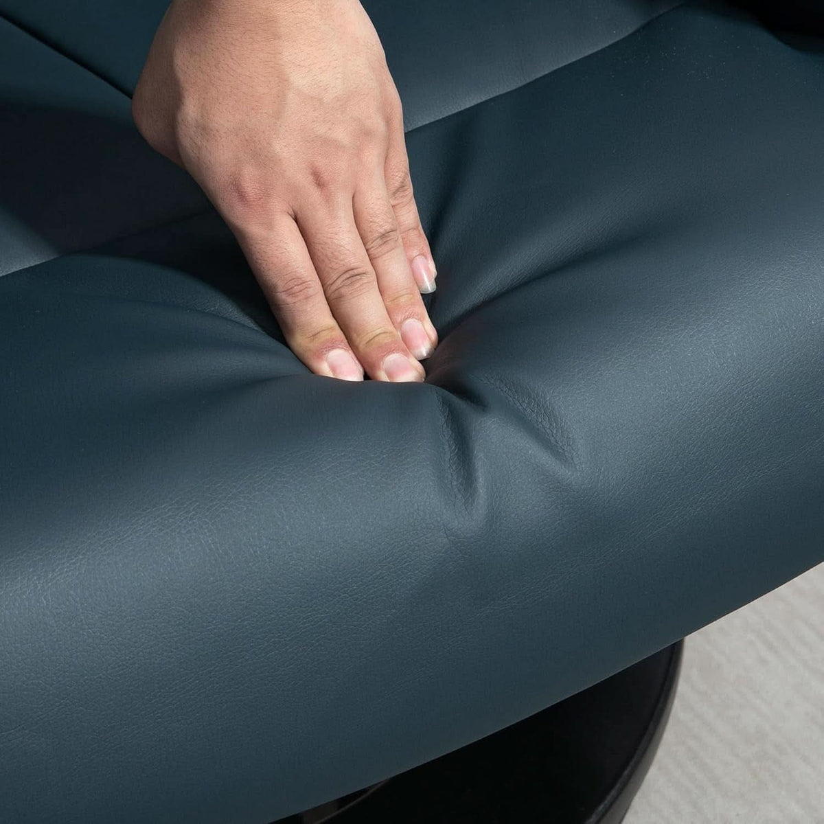 Blue Massage Recliner Chair With 360 Swivel Ottoman