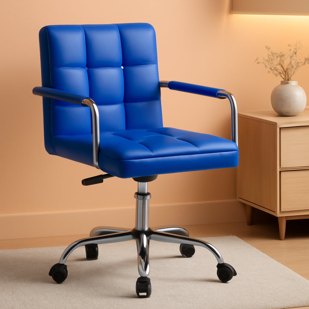 Blue Mid Back Office Chair With 360 Degree Swivel Desk