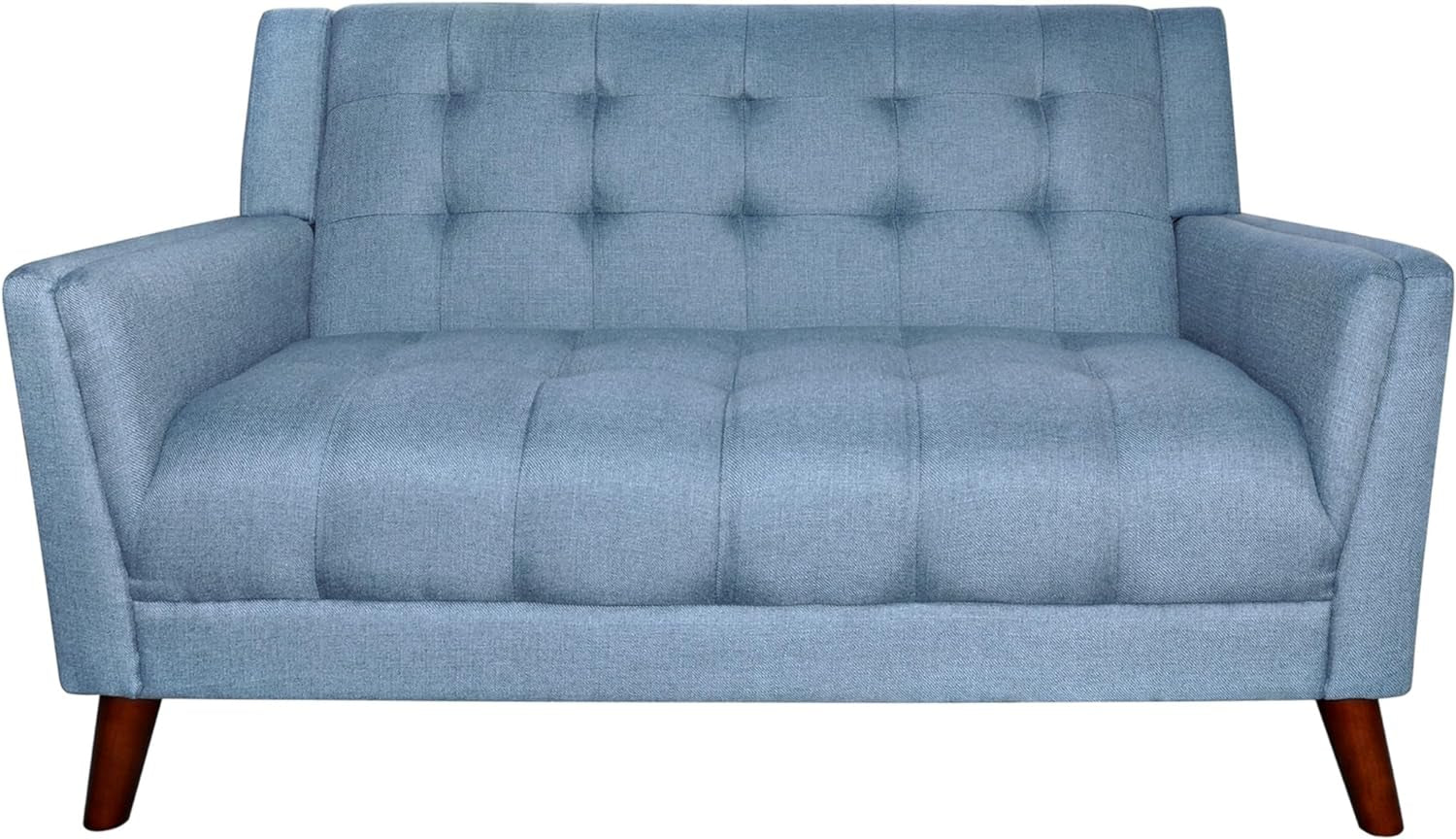 Blue Mid Century Modern Loveseat Polyester Upholstery