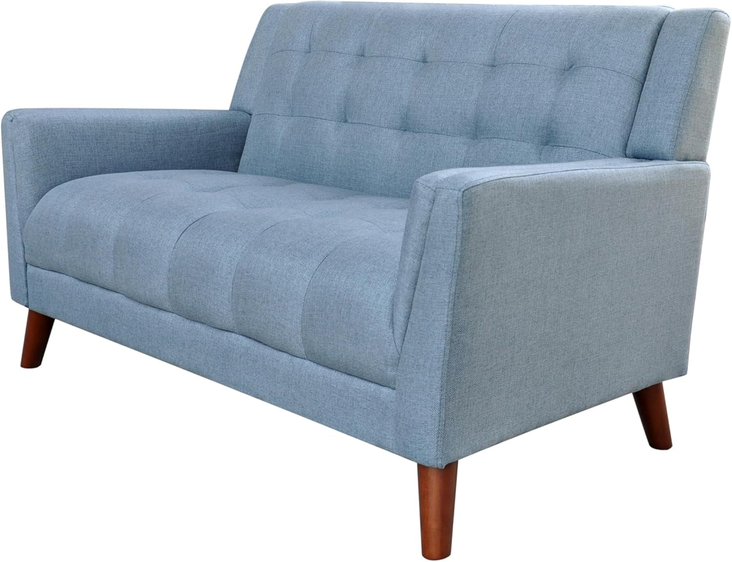 Blue Mid Century Modern Loveseat Polyester Upholstery