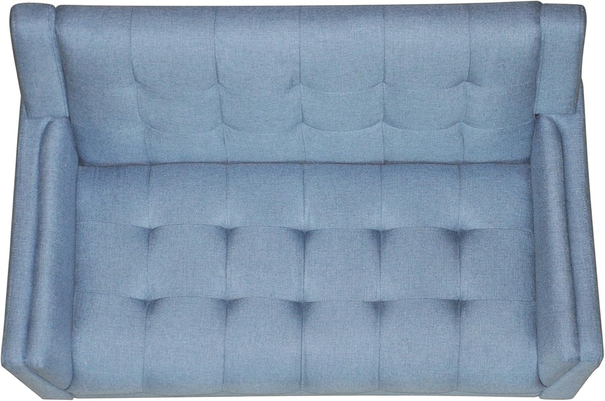 Blue Mid Century Modern Loveseat Polyester Upholstery