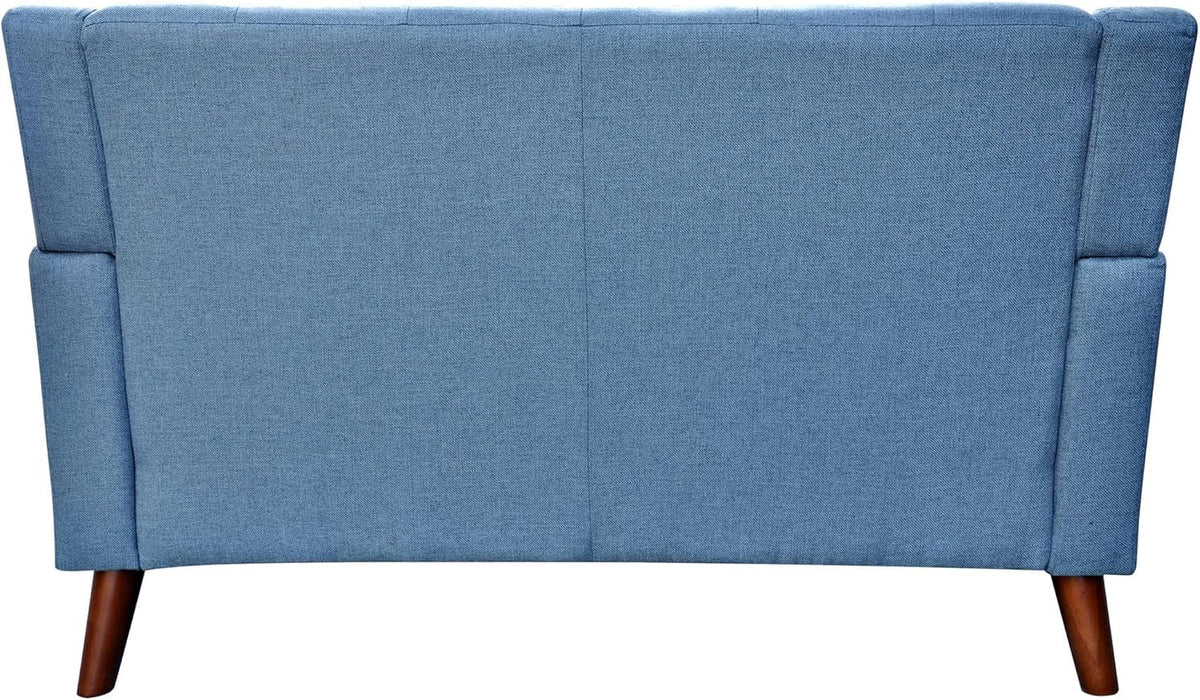Blue Mid Century Modern Loveseat Polyester Upholstery