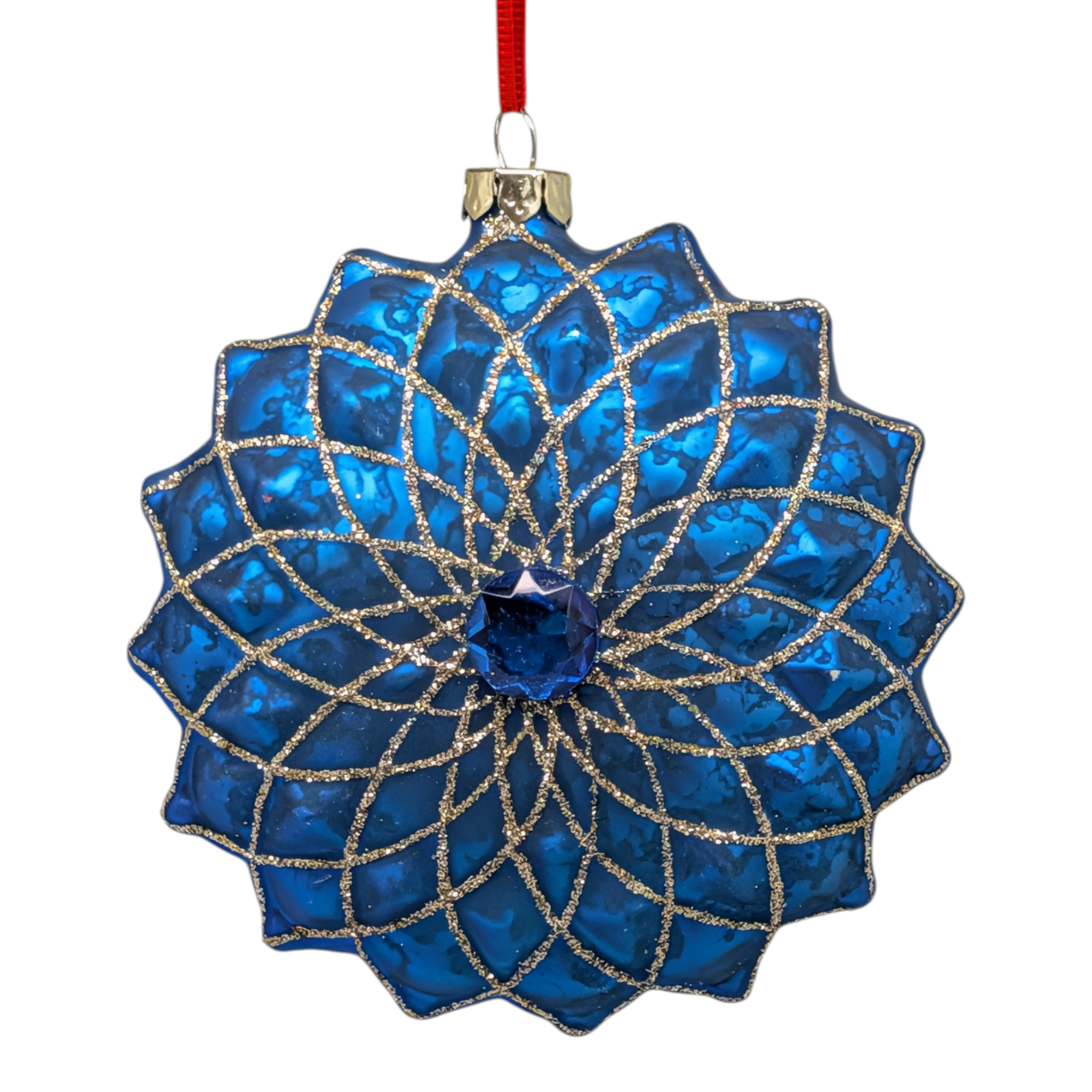 Blue Mosaic Reindeer Glass Ornament