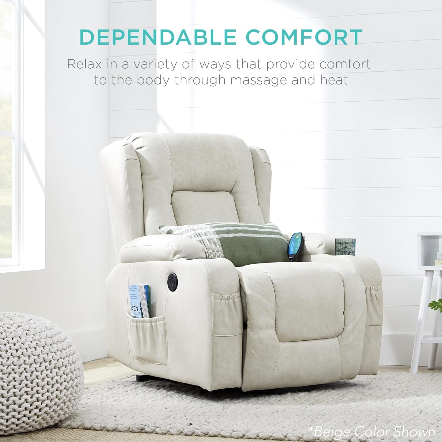 Blue PU Leather Electric Power Lift Recliner Massage Chair With USB