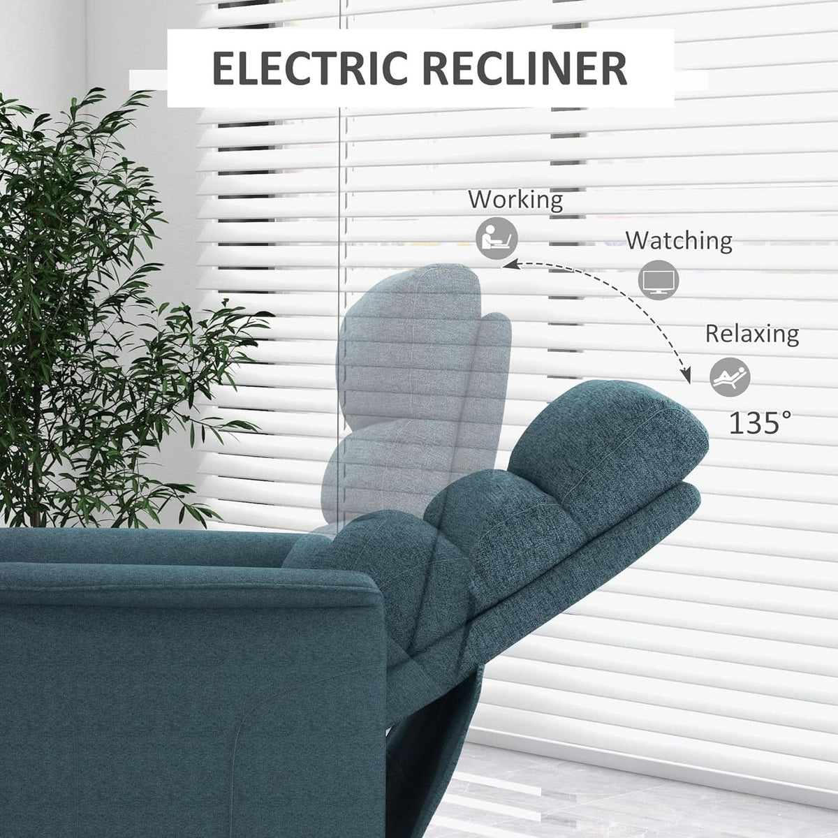 Blue Power Lift Recliner Chair With Remote Control