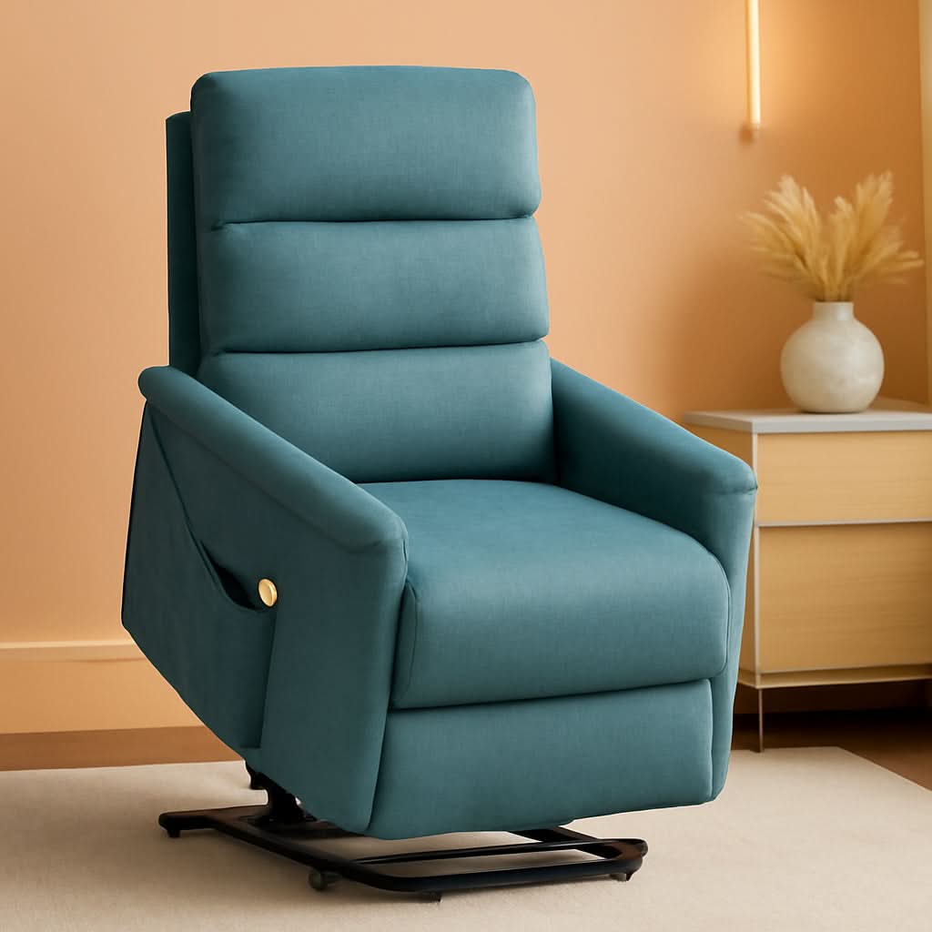 Blue Power Lift Recliner Chair With Remote Control